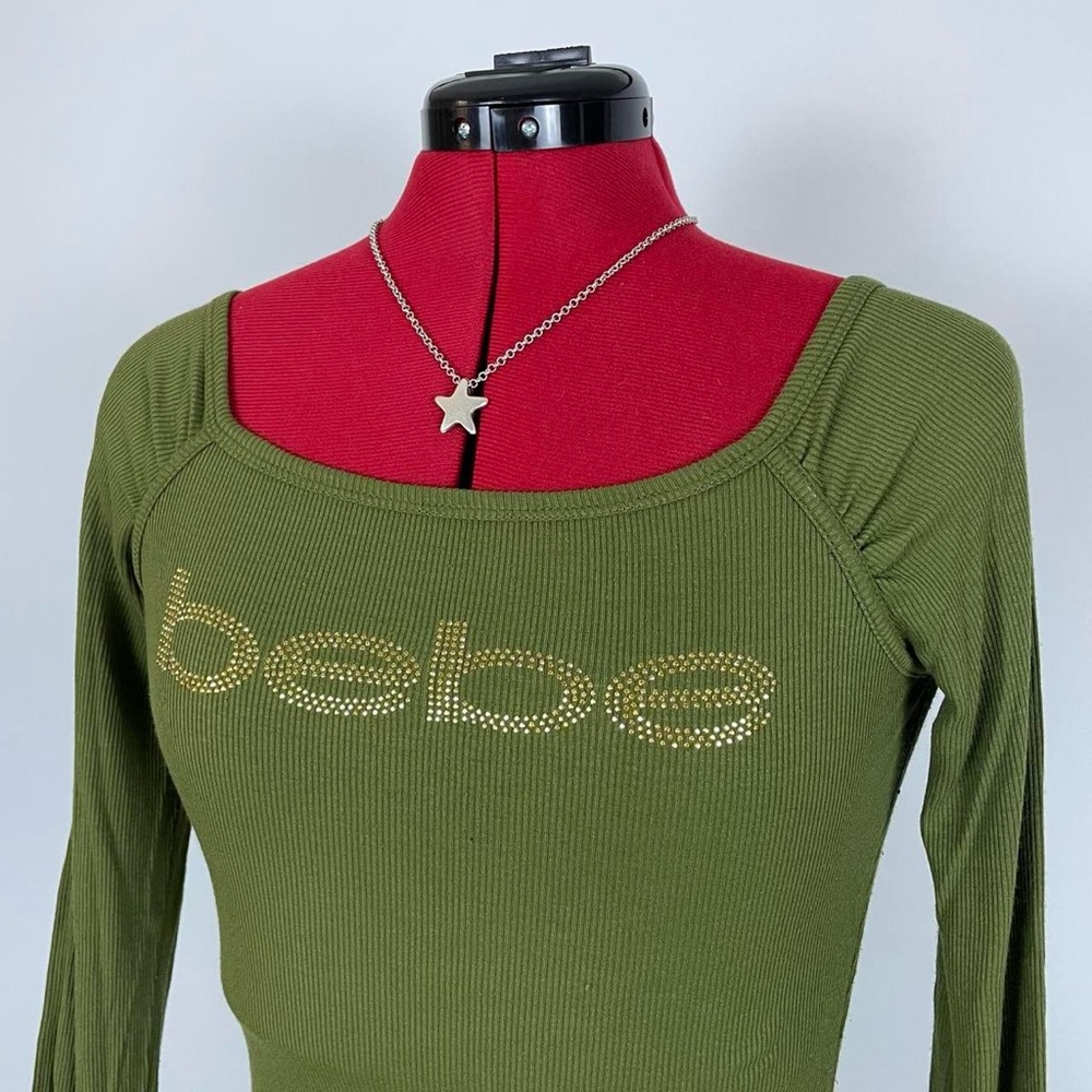 Y2K Bebe Rhinestone Long Sleeve Top